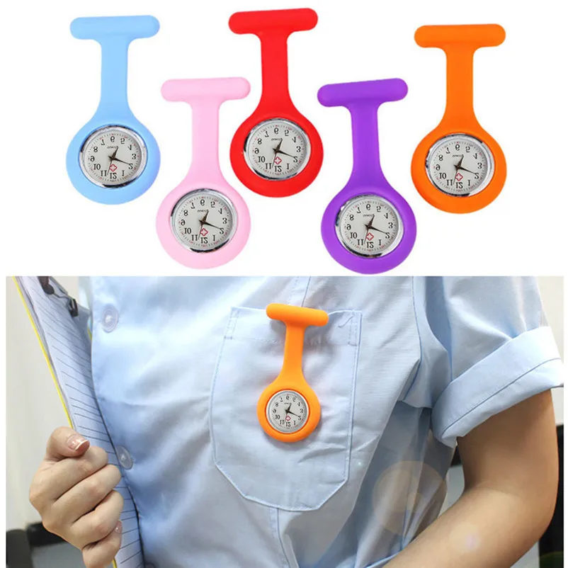 

Women's watch Silicone Nurse Watch Brooch Tunic Fob Watch With Free Battery Doctor Medical Watch Clock Relogio Masculino S18