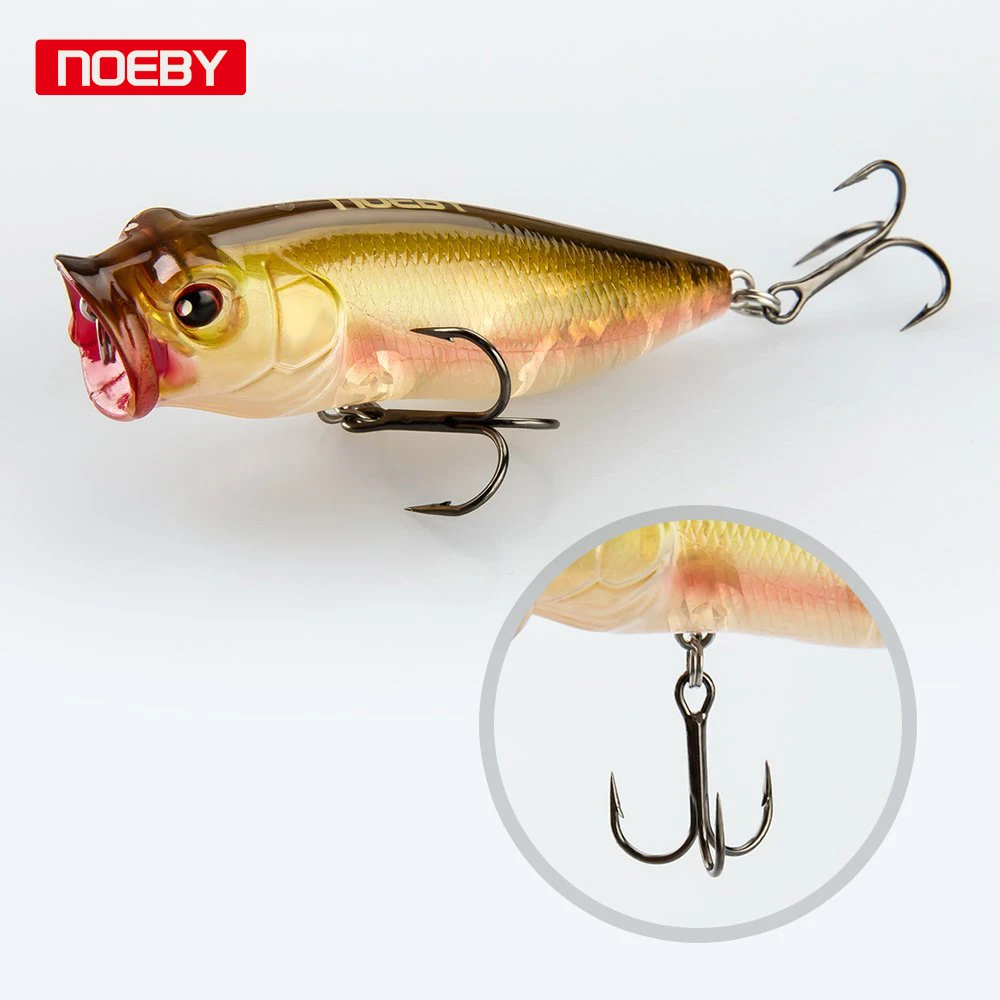  Noeby 2pcs 45mm 65mm Popper Lure Fishing Bait Crankbait Minnow Hooks Swimming Crank Bait