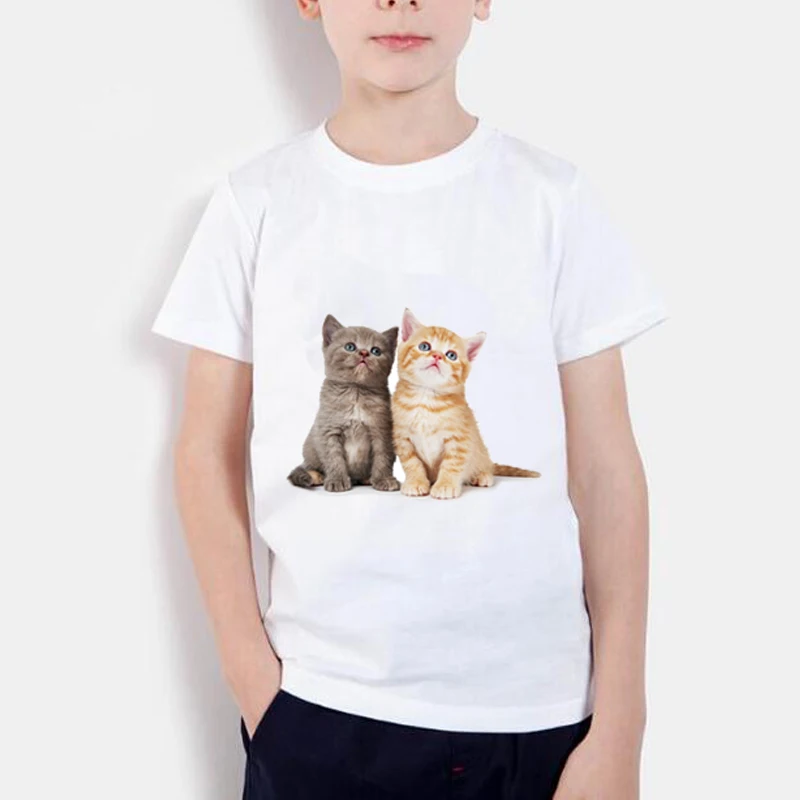 New Children's Animals 3D Cats Realistic Summer Tops Print Funny Cute Print Girls Boys T-Shirt Baby Casual Children's Wear