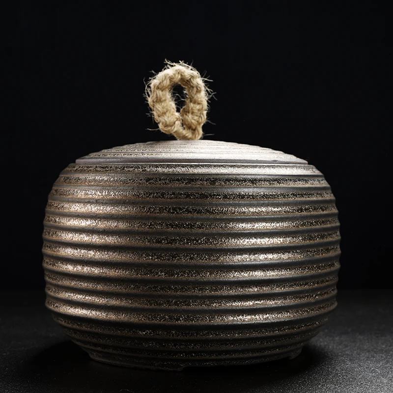 

Vintage Tea Storage Jar Ceramic Coarse Pottery Screw Thread Imitation Rust Seal Caddy Art Container Teaware Accessories Crafts