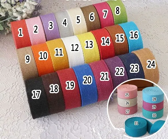 

18MM Width Thick Plain Color polyester cotton canvas Webbing Ribbon bag Belt Strap Garments crafts Accessories