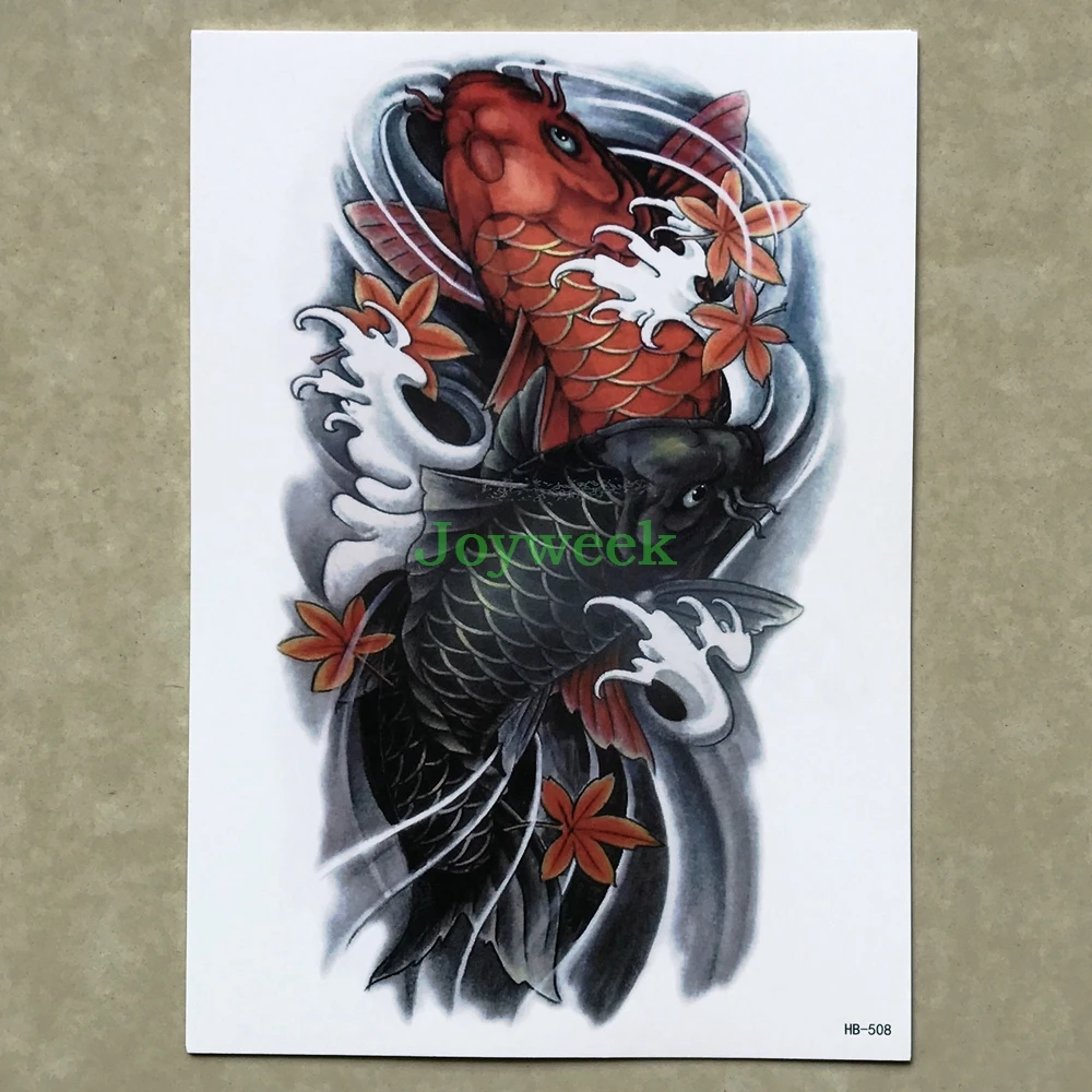 Waterproof Stiker Tato Temporer Besar Ukuran Buddhisme Totem Ikan Waterproof Stiker Tato Temporer Besar Ukuran Buddhisme Totem Ikan