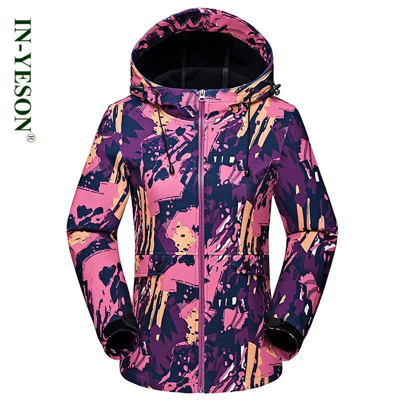 

IN-YESON Brand Women Softshell Coat Windproof Water Resistant Outdoor Camouflage Ski Trekking Climbing Camping Hiking Jacket