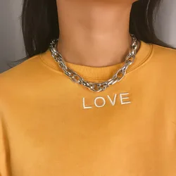 Punk Retro Neck Chain Woman Simple Thick Twist Chain Necklace Gold Color Metal Jewelry Hip Hop Personality Chain Punk Retro Neck Chain Woman Simple Thick Twist Chain Necklace Gold Color Metal Jewelry Hip Hop Personality Chain