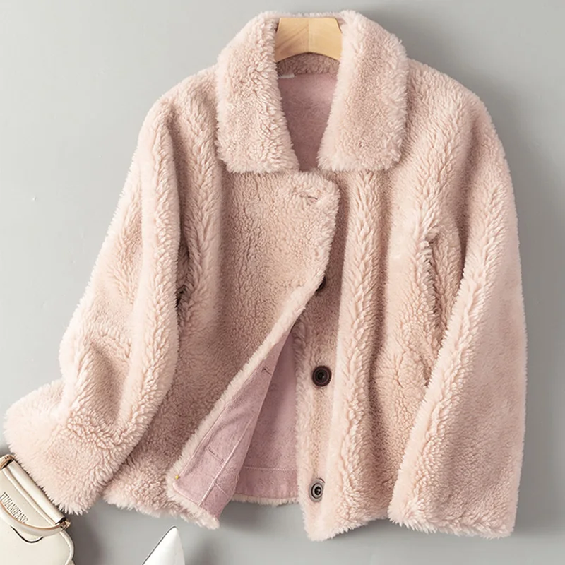 

Maylofuer real lamb fur jacket women winter warm good quality lapel coat autumn and winter fashion fur coats short teddy style