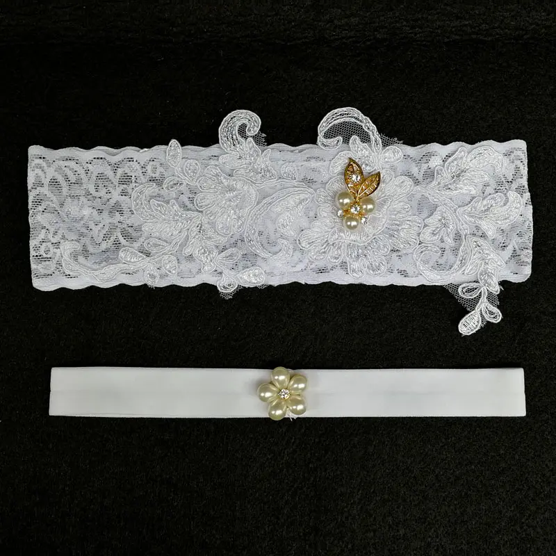 Женские подвязки, Украшенные бусинами, украшенные стразами, белая вышивка, Цветочные Свадебные Подвязки для невесты, 1 шт./2 шт., женские кружевные свадебные подвязки WG008