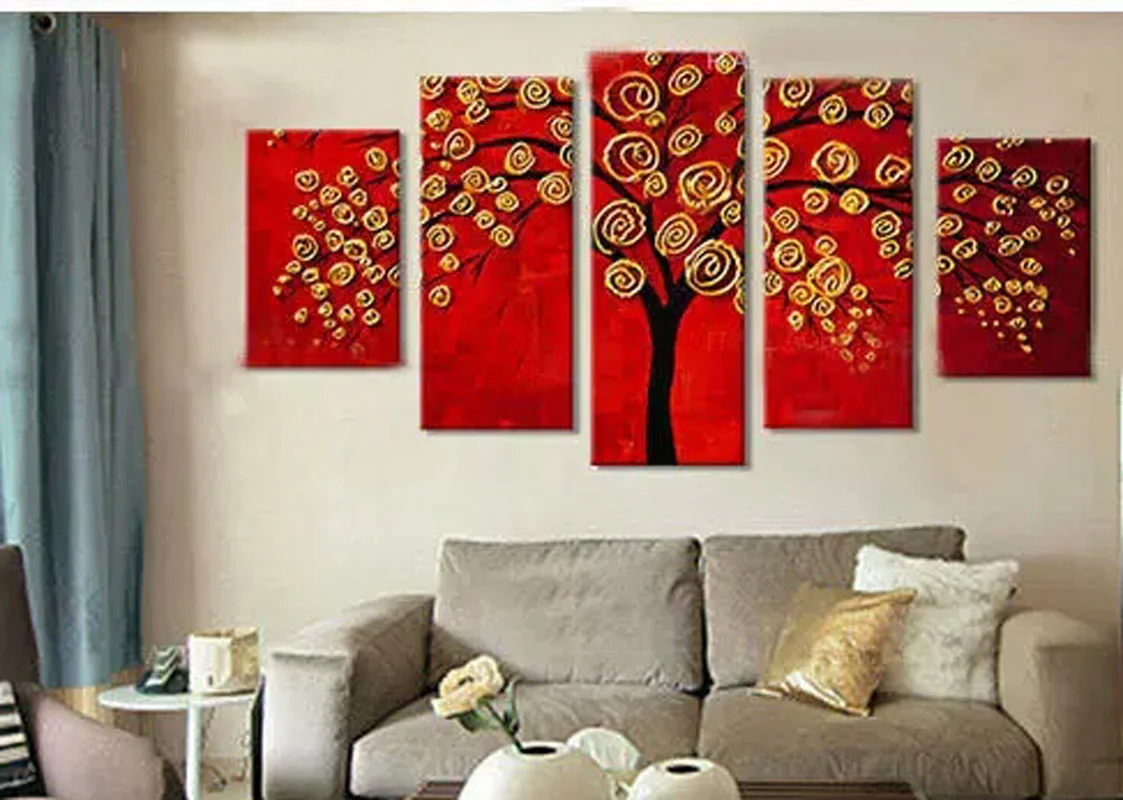 Wall art Wholesale abstract Manual Composition of 5 paintings bottom