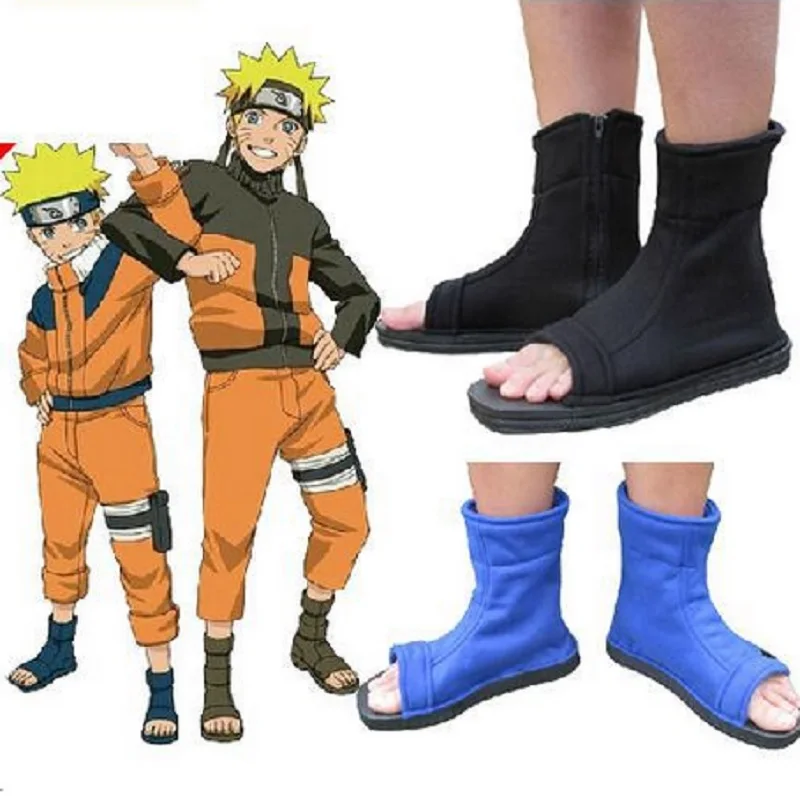 

bota naruto akatsuki ninja cosplay shoes black blue shoe canvas sapatos boots chaussure sandalhas do accessories uzumaki costume