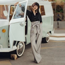VERRAGEE Women 2019 Spring Summer pant Suits 2 Piece Set elegant office shirt +pant Vintage Suits verragee синий m no