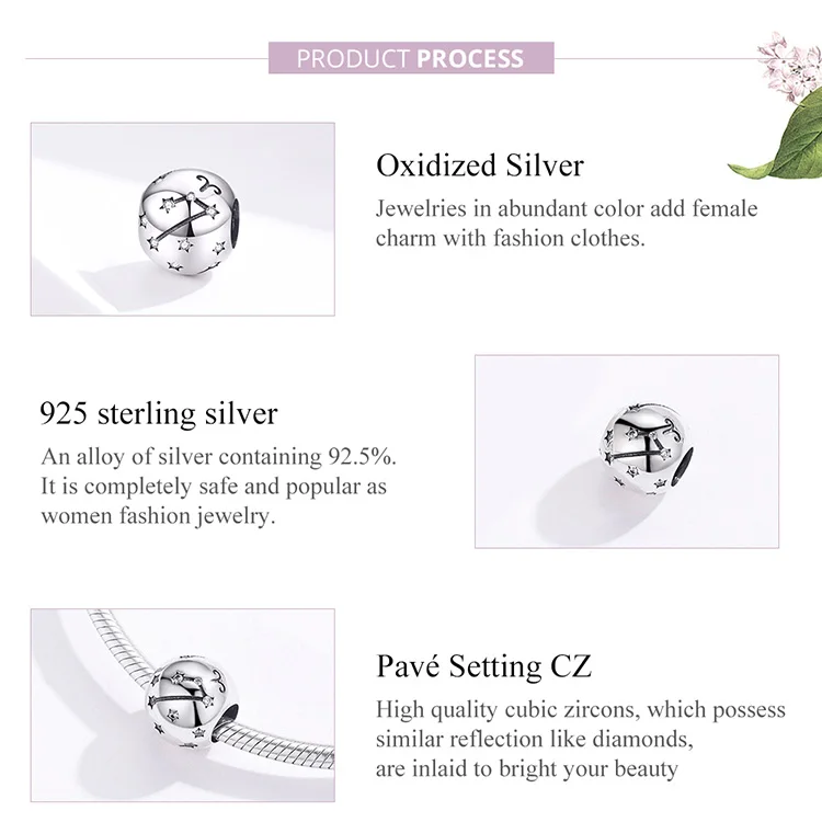 WOSTU Новые подлинные 925 пробы серебряные бусины с созвездием подходят к оригинальному браслету DIY модные ювелирные изделия вечерние DXC1218