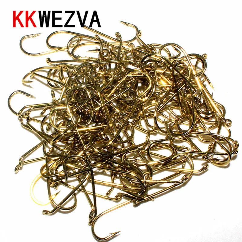 Максимальный улов KKWEZVA 100 шт., длина 18 мм/ширина 7 мм 8# Nymph Fly Крючки для привязывания джиг Barbless Gold nickel Fly рыболовный крючок