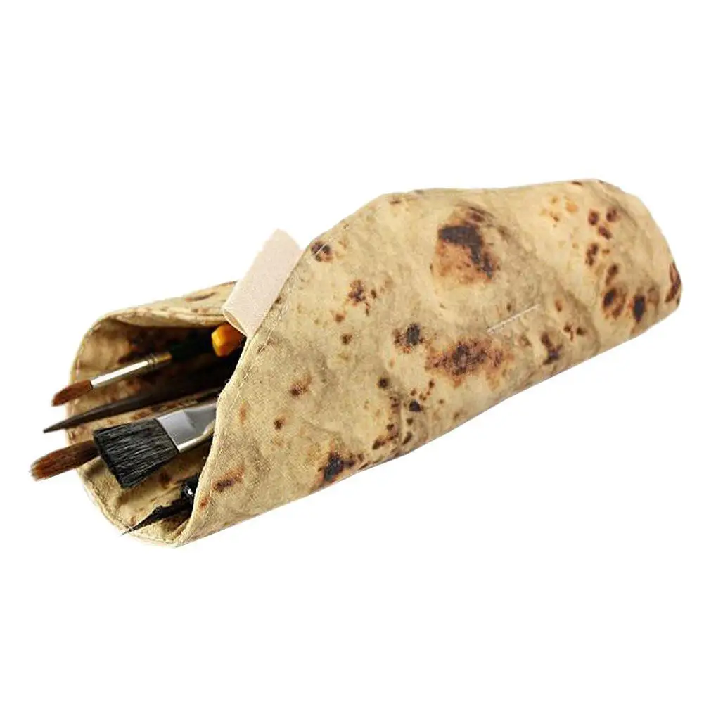  Funny Pencil Case Burrito Storage Bag Simulation Burrito Tortilla Roll School Supplies Spoof Pen Po