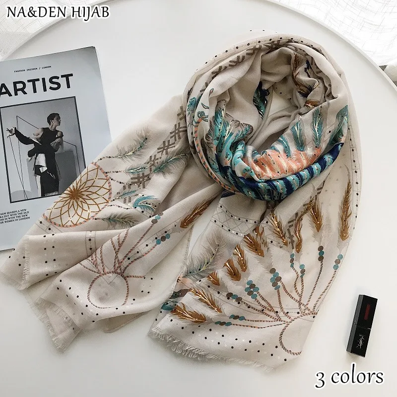 

2018 NEW dreamcatcher pattern scarf vintange shawl feather print fashion hijab women scarves shawls brand wrap soft muffler
