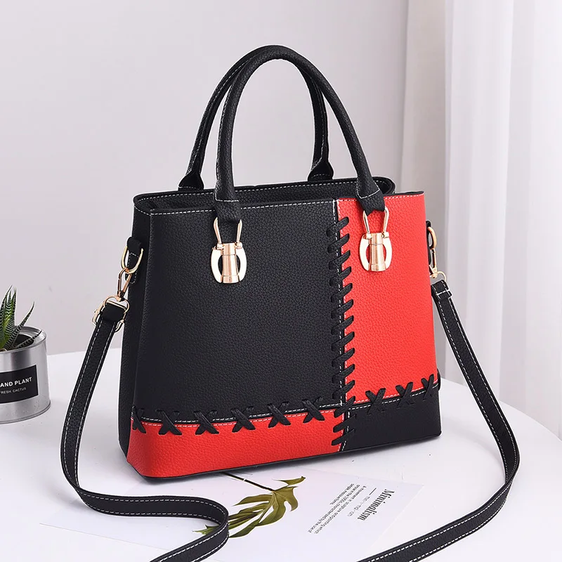PU Leather Women Stitching Handbag Fashion Female Holiday Shoulder Bags INS Lady Casual Messenger Bag Exquisite Crossbody SS7282 (7)