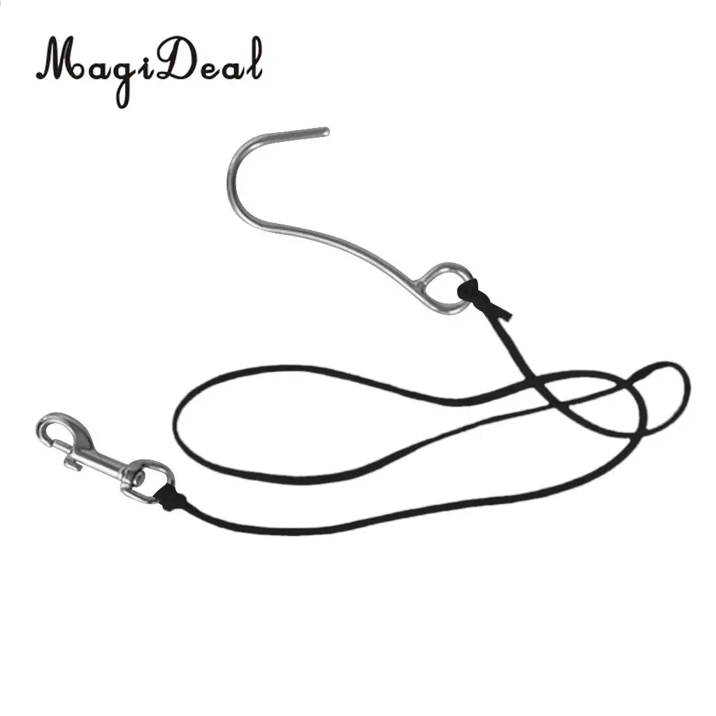MagiDeal Scuba Diving Reef Drift Hook with 47' Line & Stainless Steel Clip for Snorkeling Freediving Swimming Caving Accessory