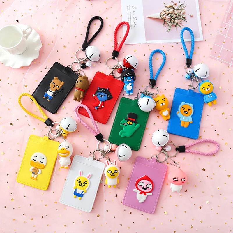

Fashion Doll Travel PU Leather Card ID Holders Bag Bus Credit Card Women Wallet Chain Case Kawaii Pink Bank Holder Keyring Key