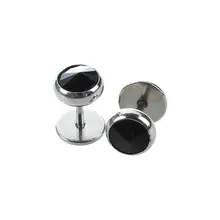 Серьги из нержавеющей стали со стразами Черный Человек Круглый 10 мм