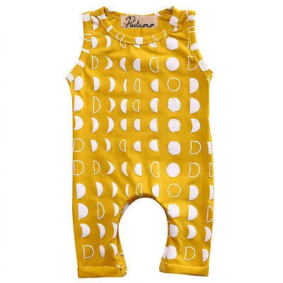 

US STOCK Newborn Kids Baby Boy Girl Sleeveless Romper Moon Print Clothes Outfits Baby Boys Summer Casual One-Pieces Rompers