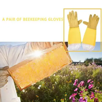 

1 Pair Beekeeper Prevent Protection Gloves Professional Ventilated Sleeves Anti Bee for Beekeeping Beekeeper Hive Yellow