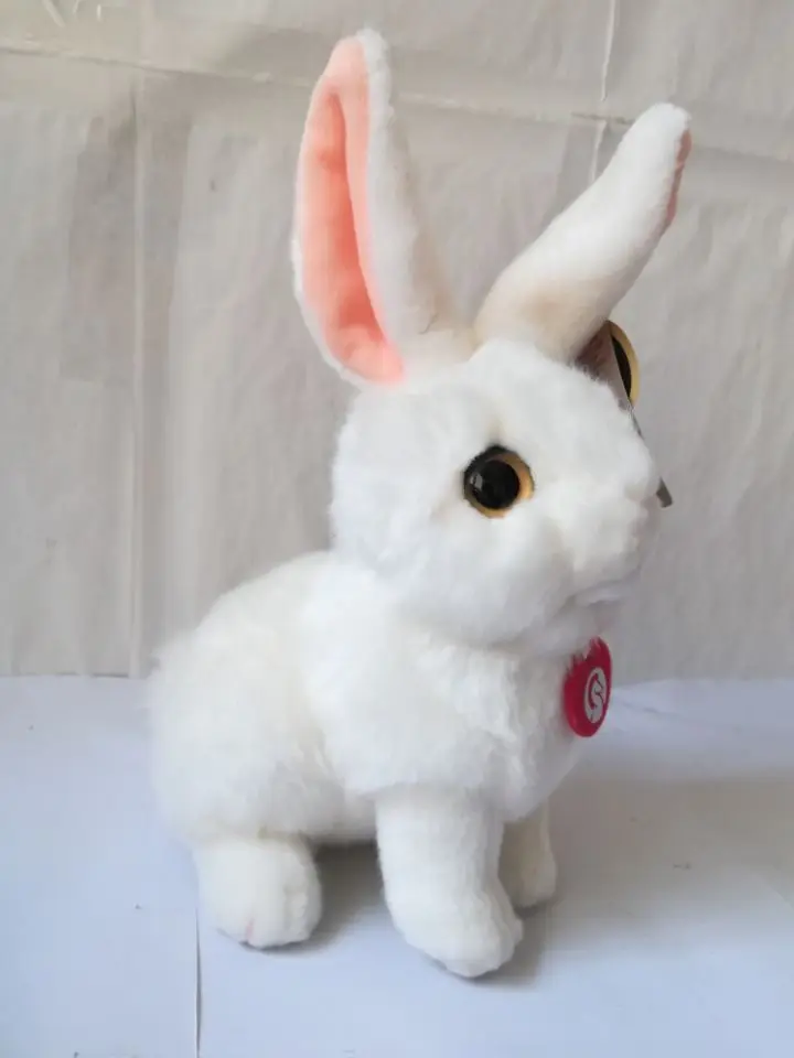 about 20x25cm lovely squatting rabbit plush toy white rabbit soft doll