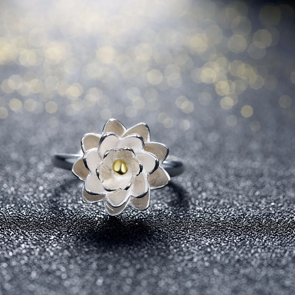 Solid 925 Sterling Silver Jewelry Flower Shape Adjustable Rings For Women New (JewelOra RI102182)
