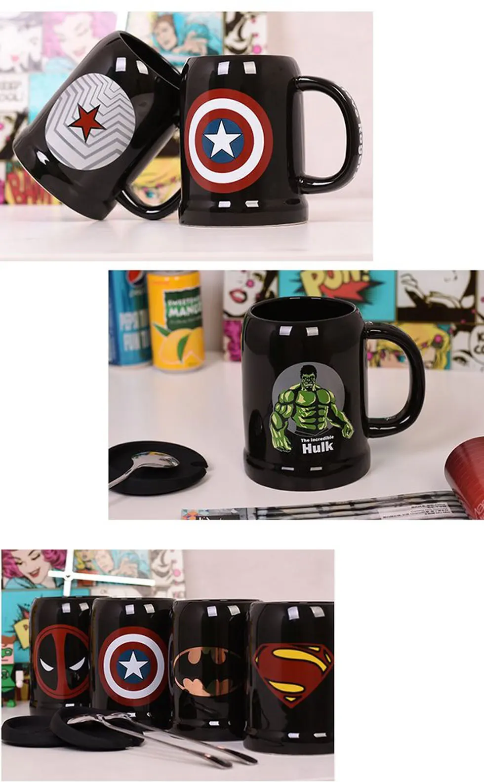 Caneca супергерой Супермен Капитан Америка керамическая Халк кружка кофе чай молоко горячей воды чашки Посуда для напитков цвет Novetly Рождественский подарок