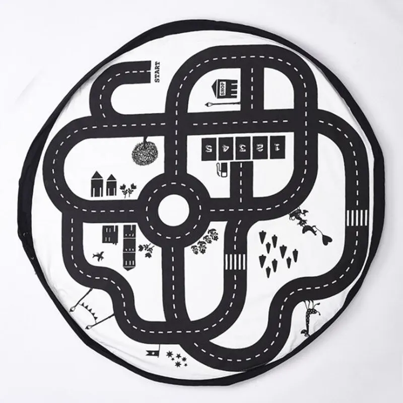 

Portable Toy Kids Playing Mat Organizer Bag bearded panda face Circular orbit track Play Games Carpet Baby Blanket