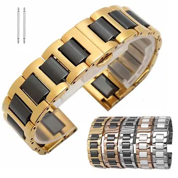 

Watchband Strap 20mm 22mm Ceramic+Stainless Steel Watch Band Wrist Bracelet for Samsung Gear S2 S3 Classic Huami AMAZFIT Bands