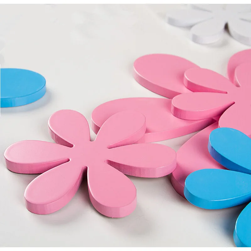 خشبية diy الجدار ملصق ديكور المنزل 3d ملصق الحائط 3 قطعة/المجموعة زهرة vinilos باريديس الأزياء المعيشة غرفة نوم الأطفال