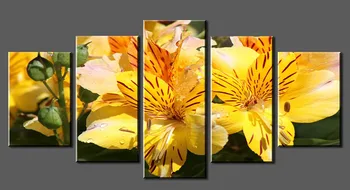 

2017 Unframed Canvas 5 Pieces Printed Yellow Flower Landscape Painting Home Wall Decoration