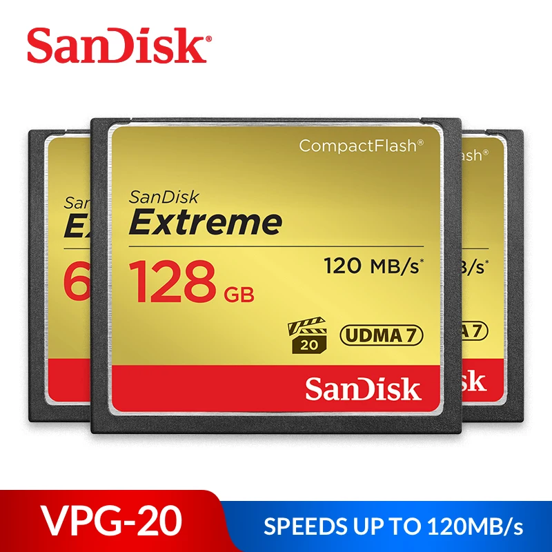 Дешевый Карта памяти SanDisk Extreme CompactFlash 16 ГБ 32 64 128 CF карты UDMA 7 800X VPG 20 120 МБ с. с. узнать скорость богатый 4 к для камера