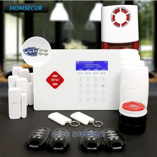 

HOMSECUR 850/900/1800/1900MH App Controlled Wireless GSM RFID Home House Pet-Immune/Friendly Alarm System With Touch Keypad