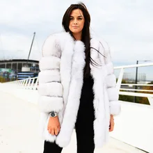 CX-G-A-218 роскошный дизайн из натурального меха лисы синего цвета~ Прямая