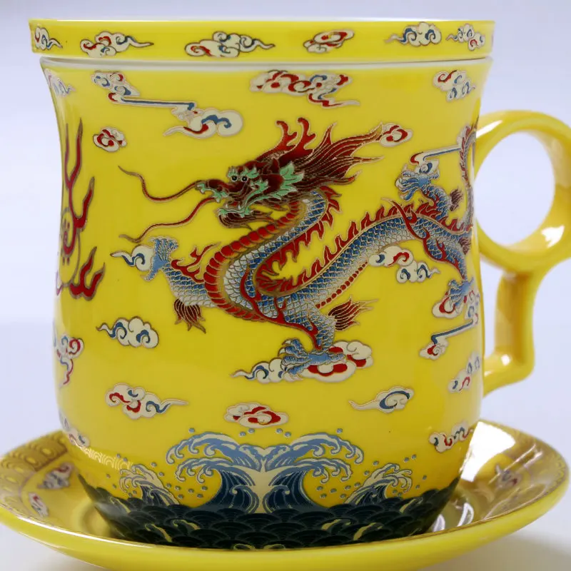 Благородный дракон Керамика офисная чашка кружка керамическая кружка 350 мл фильтр стакана воды элегантный кунг-фу чай крышкой
