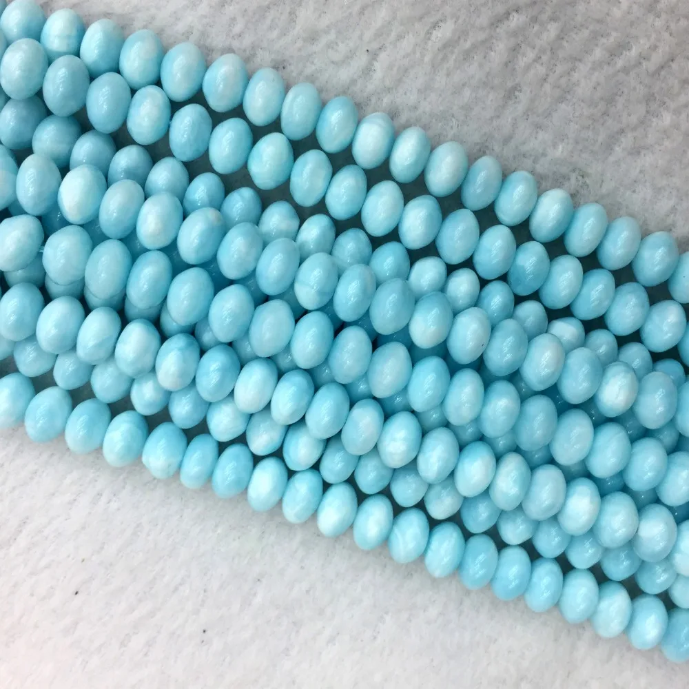 

AAA High Quality Natural Genuine Blue Pectolite Hemimorphite Loose Gemstone Rondelle Beads DIY Necklace and Bracelets 15" 05896