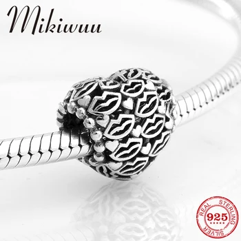 

Sexy Full of love kiss heart beads 925 Sterling Silver women accessories Jewelry making Fit Original Pandora Charm Bracelet