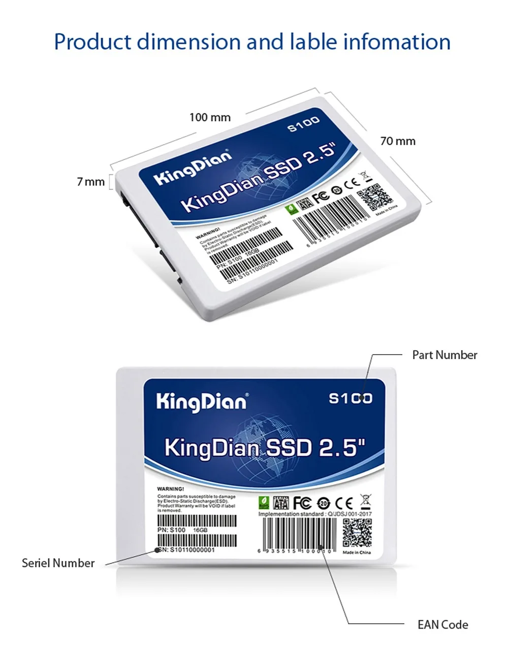 S100-16GB) KingDian SSD 16G жесткий диск 2,5 SATA2 для KKPOS тонкий Клинт ноутбук SSD 16GB