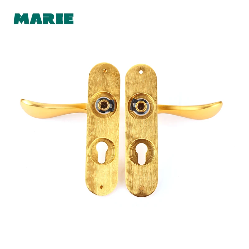 Gold Color Durable Aluminum Lock Handle Door Lock Cylinder Front Back Lever Latch Home Security with Keys