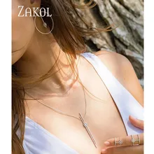 ZAKOL модное циркониевое ожерелье 11 формы белого золота массивные ожерелья с кристаллами и подвесками для вечерние FSNP2016