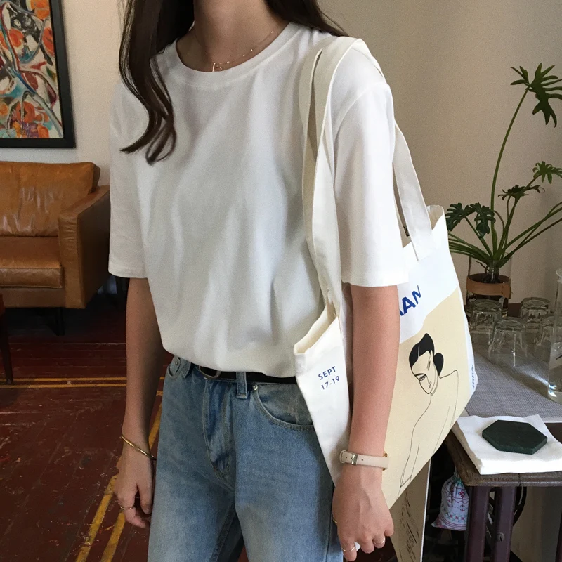 15 ألوان S-XL 2018 الصيف الصلبة اللون فضفاض س الرقبة تي شيرت المرأة اقتصاص قمم قمزة قميص فام (B1971)