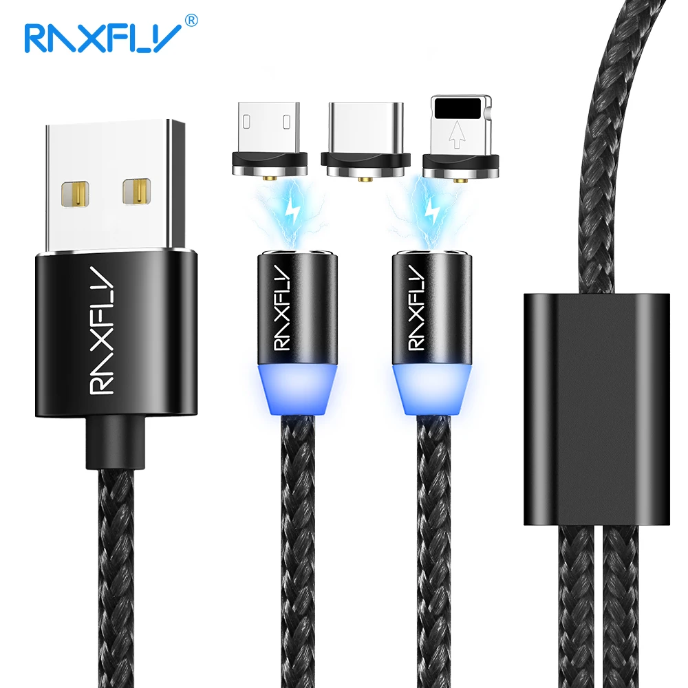 Магнитный кабель RAXFLY 2 в 1 2.1A Micro USB Type C супер быстрая зарядка для телефона Microusb