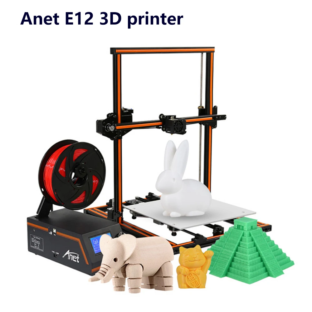 

New Anet E12 3D Printer DIY Kit Partially Assembled Aluminum Alloy Frame Super Large Building Volume 300*300*400mm with 8GB TF