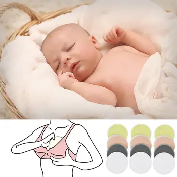 

12PCS Bamboo Fiber Layer Reusable Breast Pads Nursing Waterproof Organic Plain Washable Pad Baby Breastfeeding Accessory