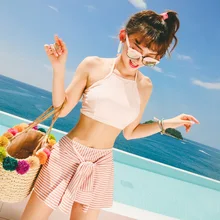 Новинка, женский полосатый комплект из двух предметов, бикини, танкини, комплекты, купальник, спортивный купальник, одежда для плавания, пляжная одежда, бикини, летний купальник