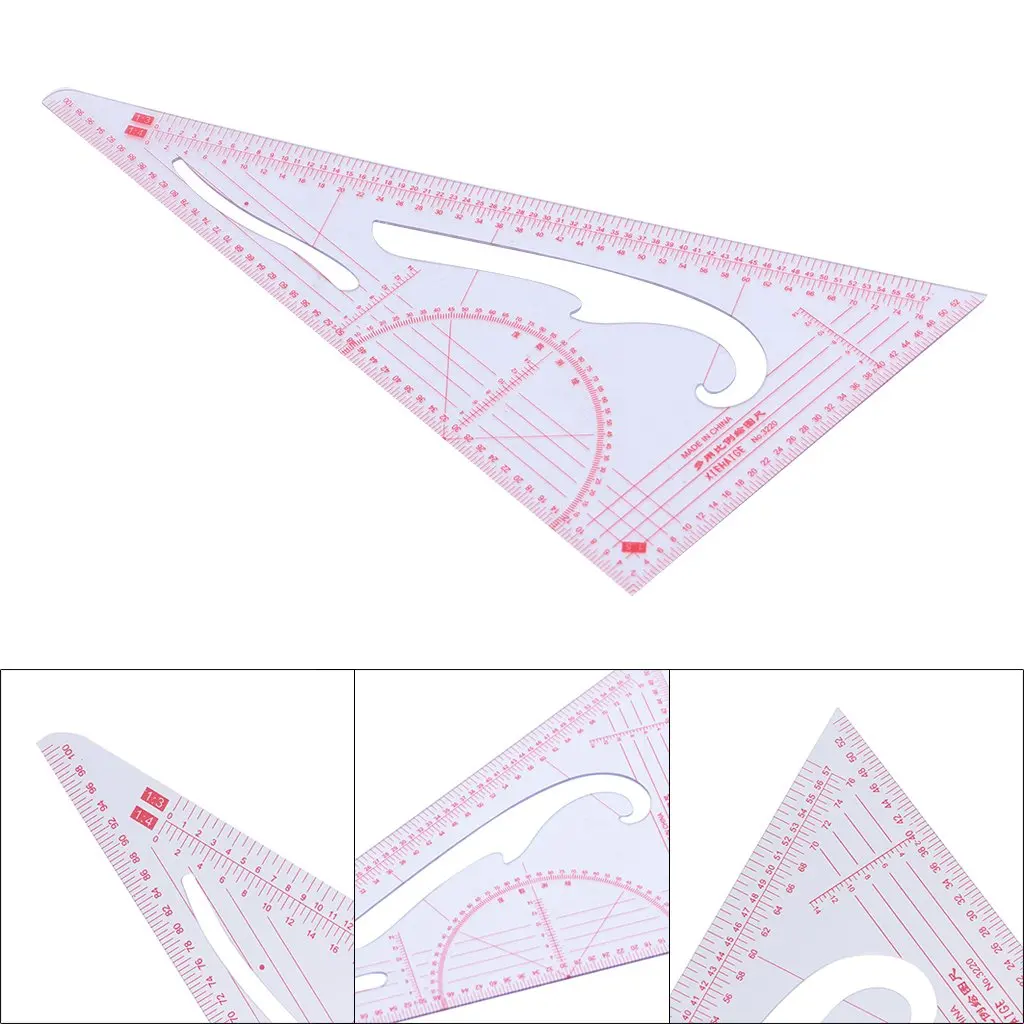 Wear-Resistant Patchwork Ruler Clothing Drawing Plate Making Ruler 1:3/1:4/1:5 Tailor Sewing Rule Tool Sewing Ruler 3220