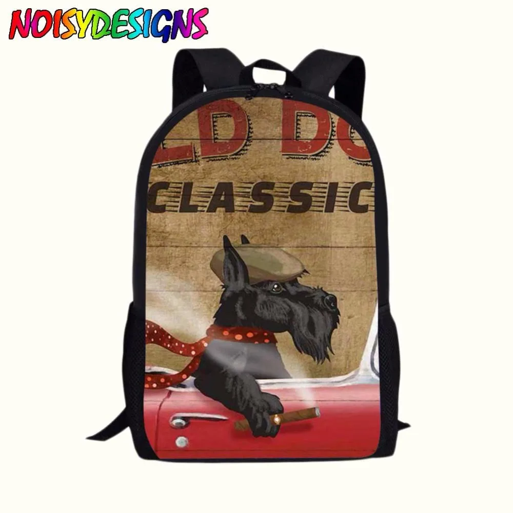 Dog Pattern Junior Printing School Bags Scotty dogs Rucksack laptop Student book supplies Satchel Boys Girls mochilas infantil