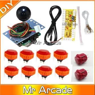 Красный Джойстик DIY комплект Нулевая задержка игровой DIY USB энкодер для ПК Sanwa OBSN-30 кнопка и JLF-TP-8YT - Цвет: Красный