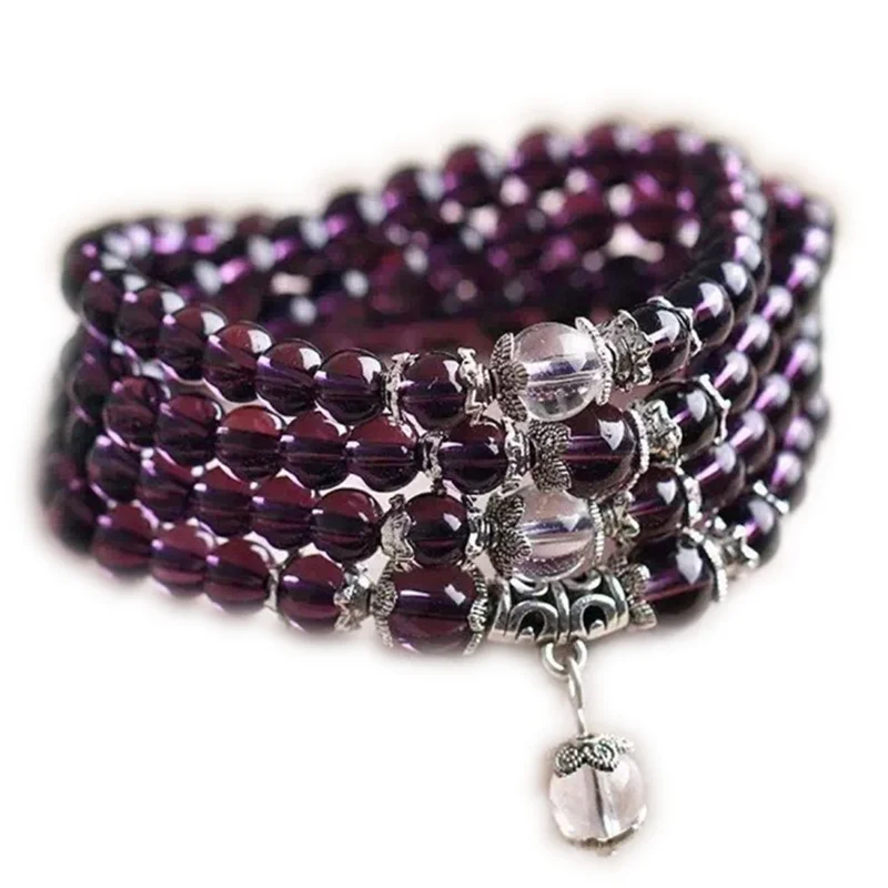 

Beautiful Purple Yellow Crystal Pendants Bracelet Round Beads 6mm 4row Ladies Exquisite Gift 108pc /strand Jewelry Making B980