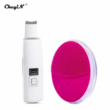 

Ultrasonic Facial Skin Scrubber Face Cleaner Beauty Device and Waterproof Silicone Electric Cleaning Brush Sonic Vibration 47