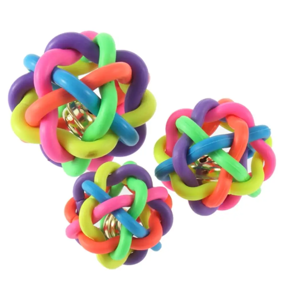 

1pcs Pet Dog Cat Toy Colorful Rubber Round Ball with Small Bell Toy Hot Worldwide